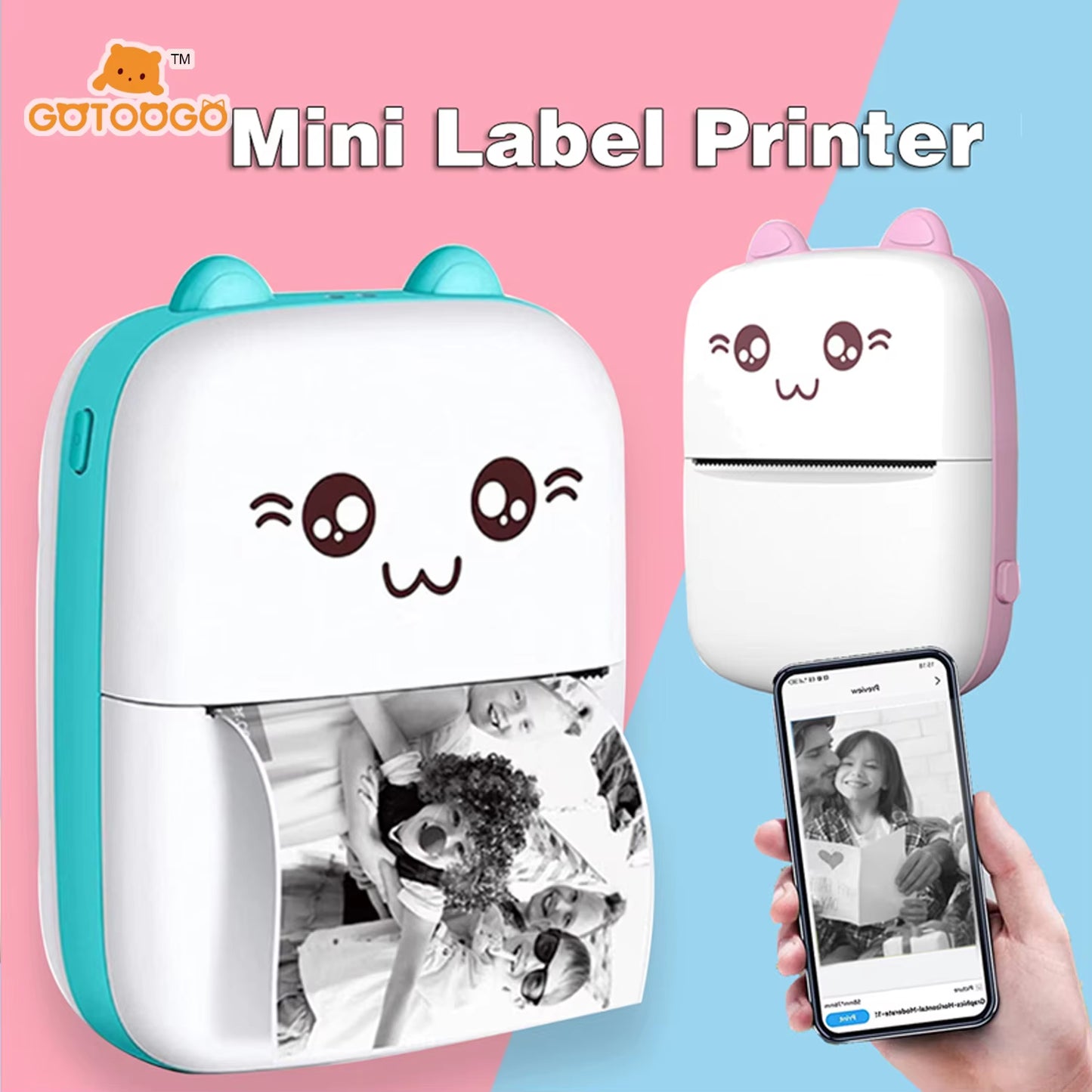Mini impresora de bolsillo, impresora térmica inalámbrica
